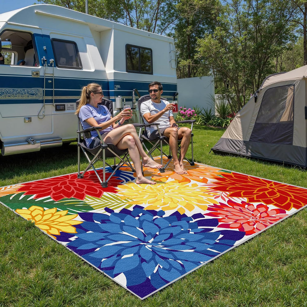 Arenarug Outdoor Rug Waterproof, Washable Patio Rug for Deck, 4x6, Colorful