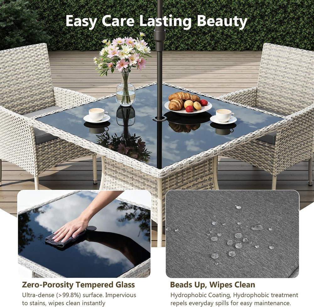 Outdoor Dining Set, 10-Piece Patio Furniture Set with Tempered Glass Table an...