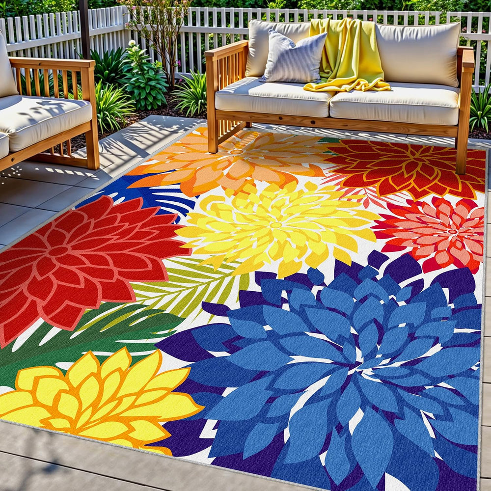 Arenarug Outdoor Rug Waterproof, Washable Patio Rug for Deck, 4x6, Colorful