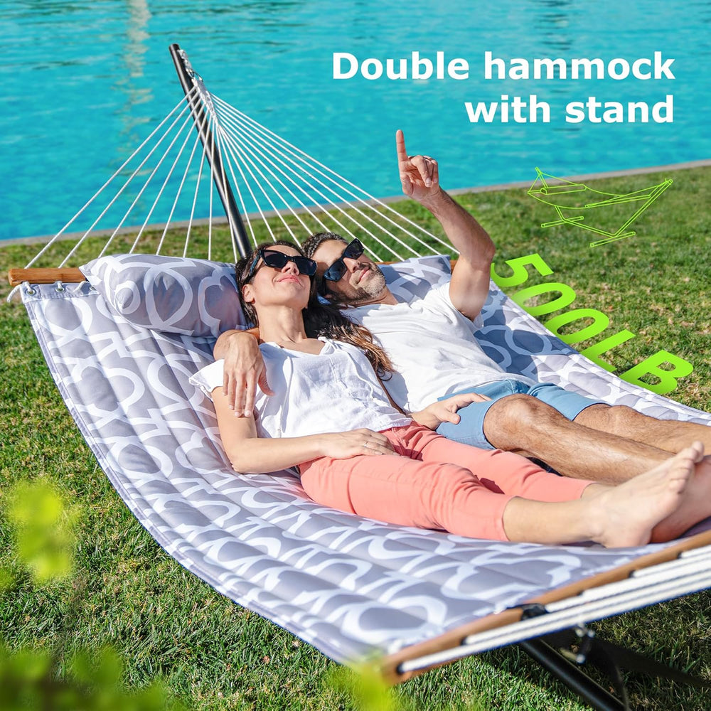 ANAGOO Double Hammock with Stand 500lbs Heavy Duty Outdoor Two Person Round