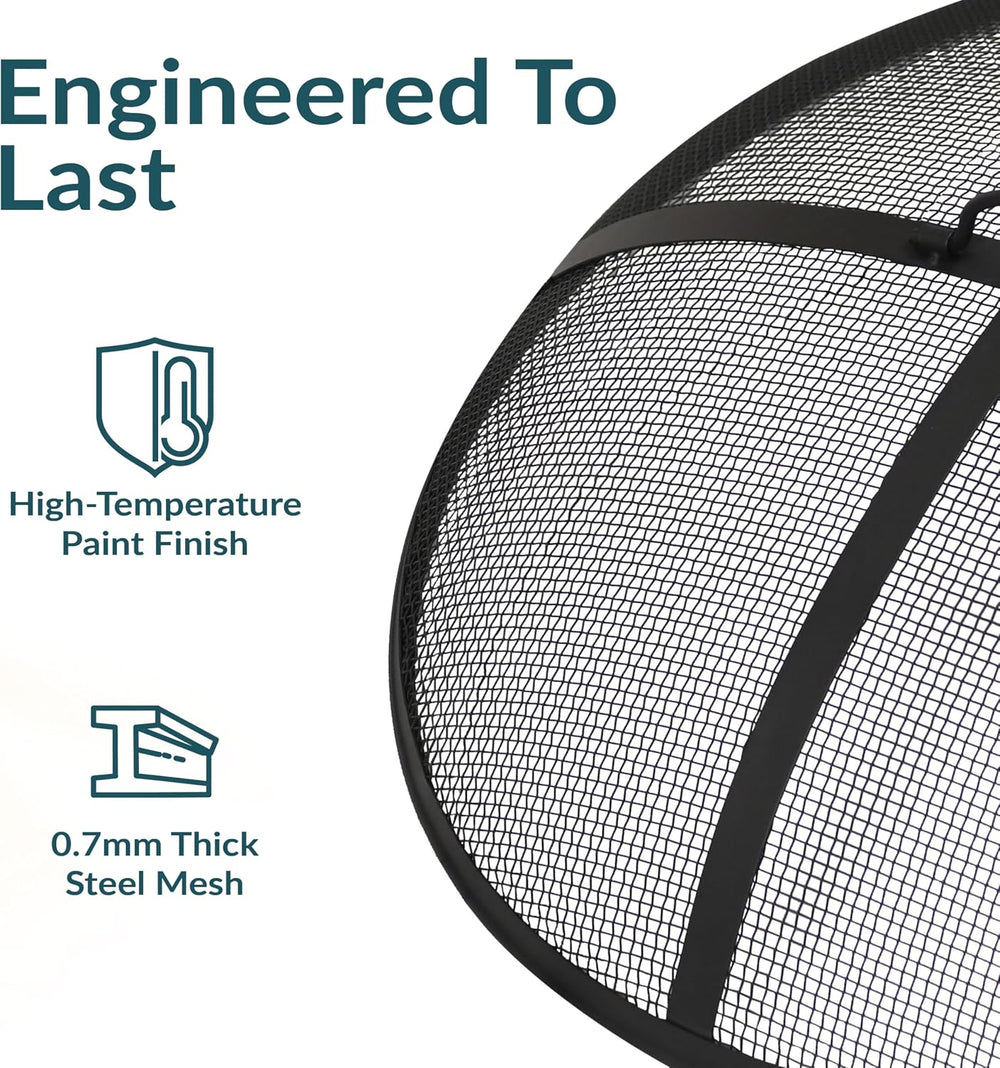 Sunnydaze Heavy Duty Steel Metal Mesh Fire Pit Screen, Round, 36" Dia