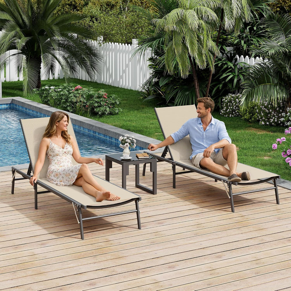 UDPATIO Folding Patio Lounge Chairs Outdoor Pool Chaise Lounge Chair