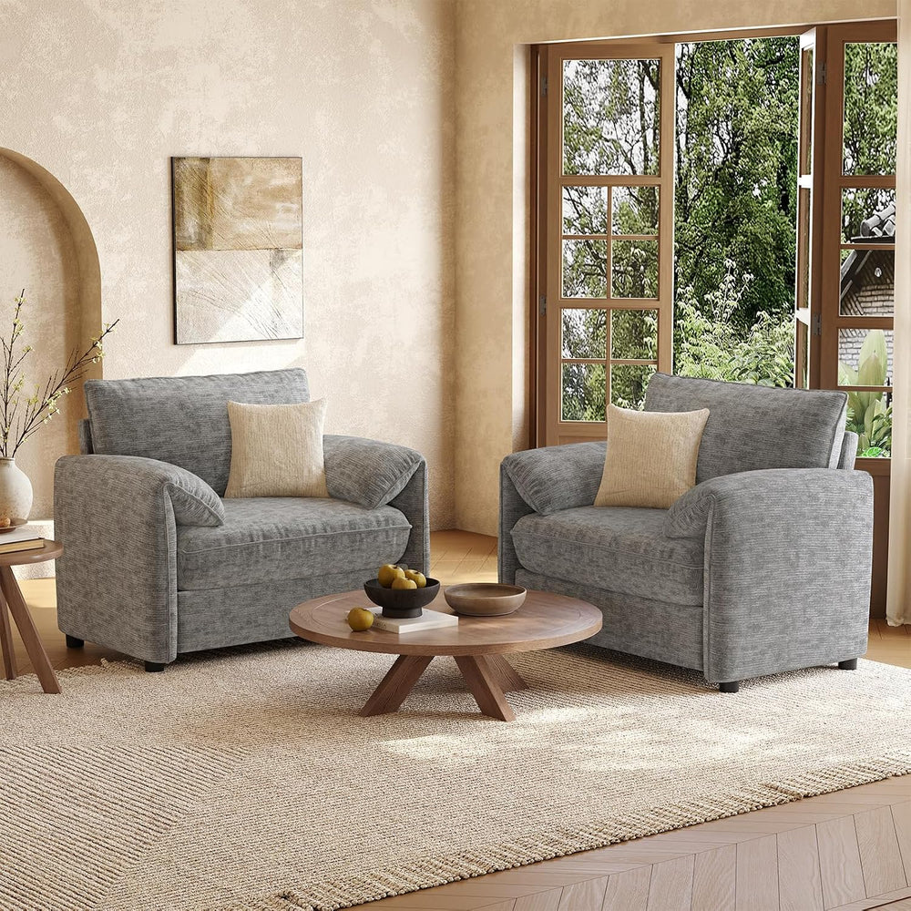 ONBRILL Oversized Accent Chair, 41 Inch Chenille Fabric Armchair, Grey