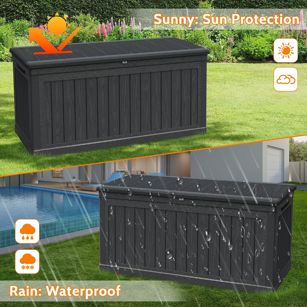 320 Gallon Waterproof Outdoor Storage Box, Lockable Patio Deck Boxes With Han...