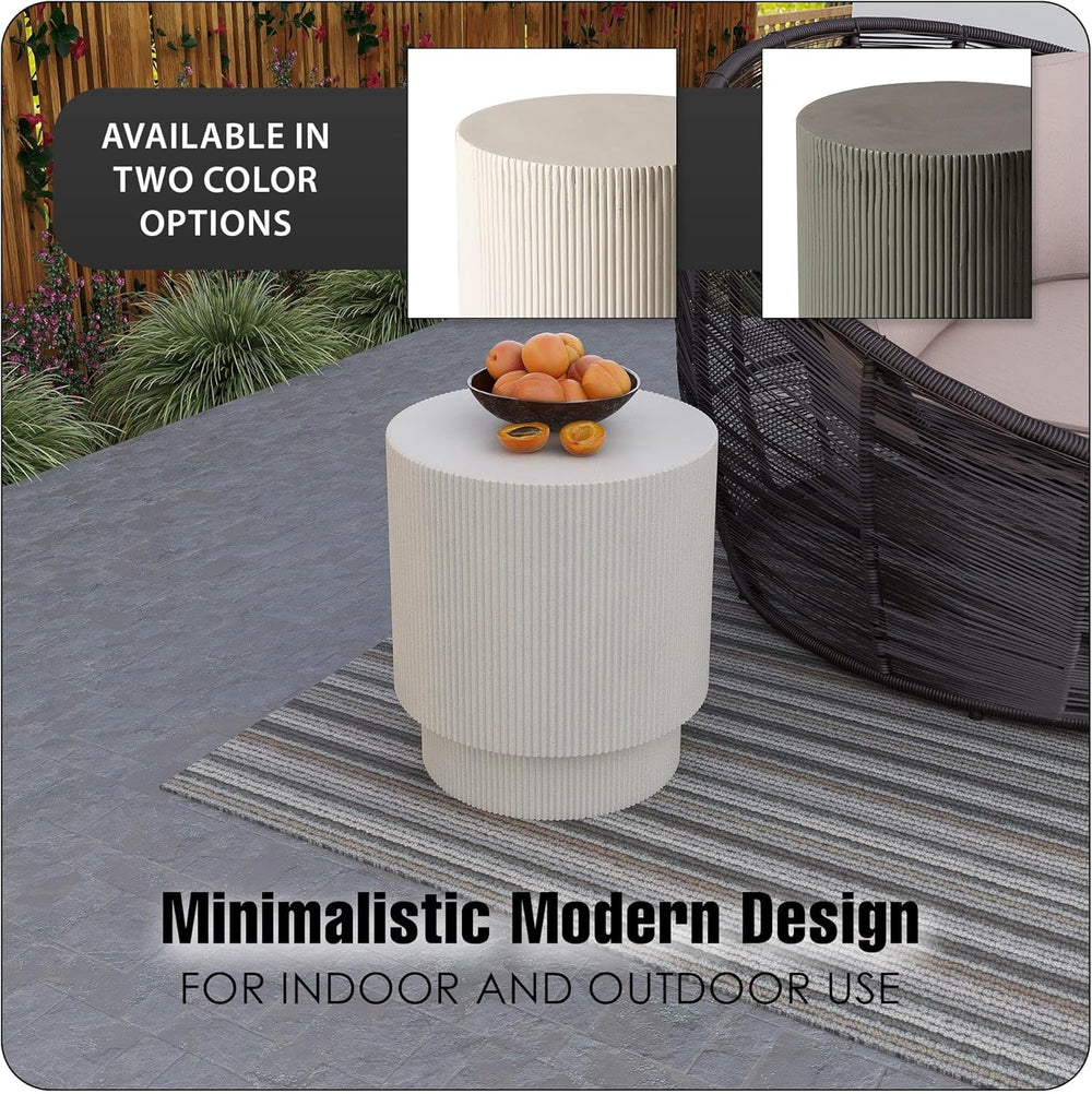 LeisureMod Modern Side Table Round Fiberstone Top Accent End Table for Home, ...