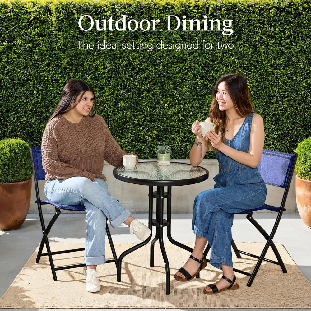Best Choice Products 3-Piece Patio Bistro Dining Furniture Set w/Textured Gla...