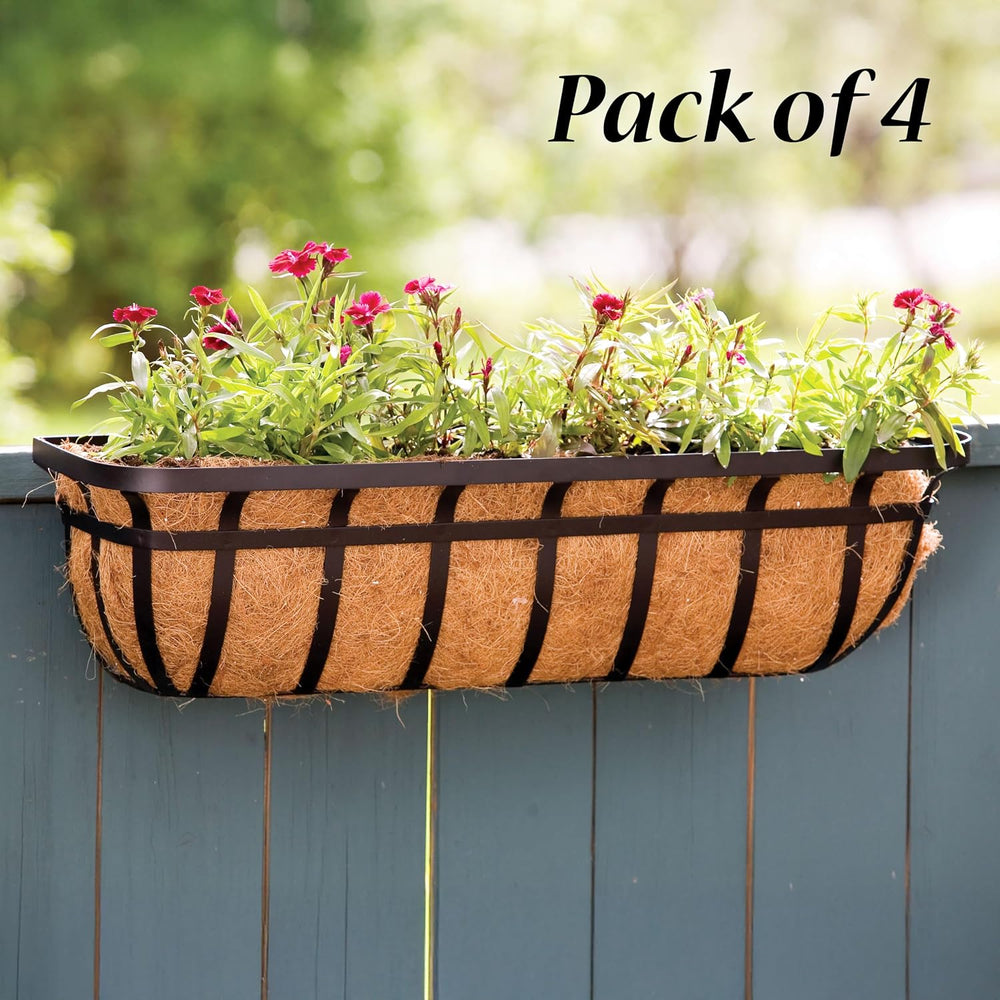 BestNest Panacea 88557 Flat Iron Series Planter Boxes, Black, 30" L, 4 Pack