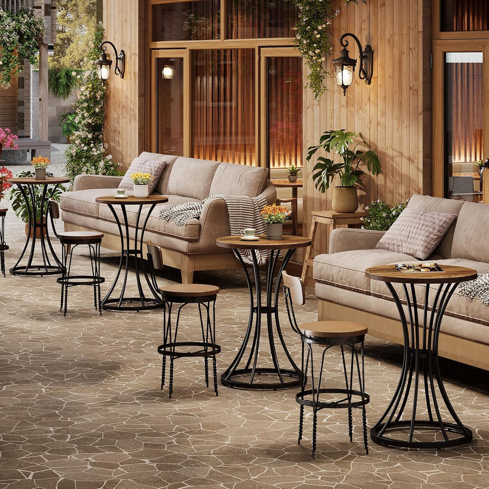 Tribesigns 37.4" H Bar Table, Round Bar Table with Curved Metal Base, Ba...