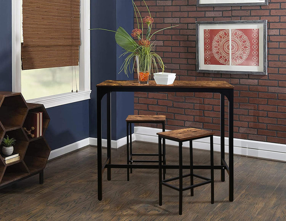 VEIKOU 47'' Industrial Bar Height Table, High Pub Table with Adjustab...