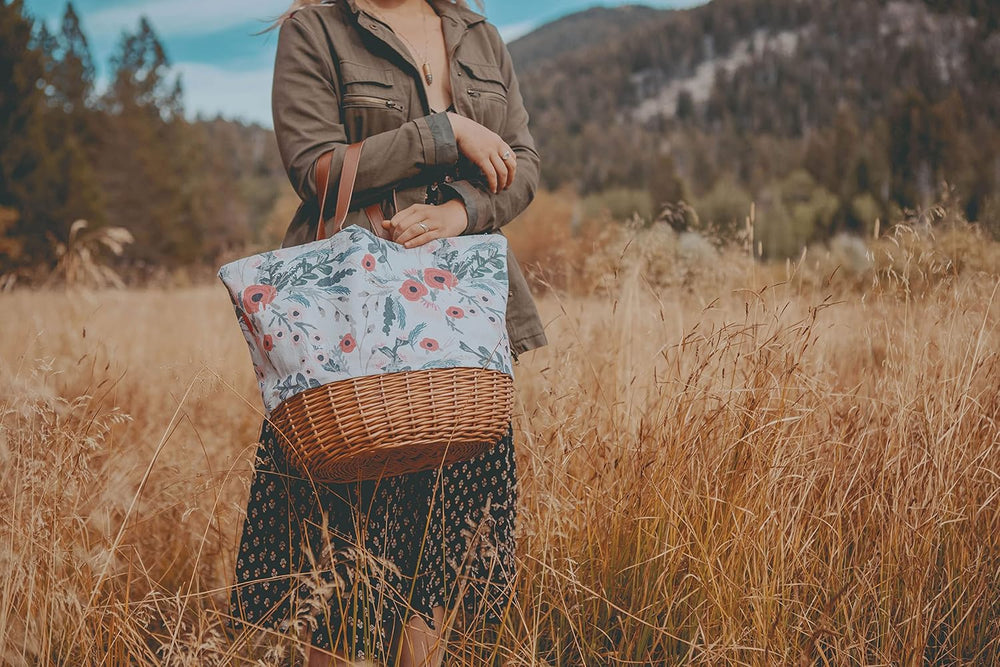 Picnic TIME Promenade Picnic Basket for 2, Canvas and Willow Picnic Set - Inc...