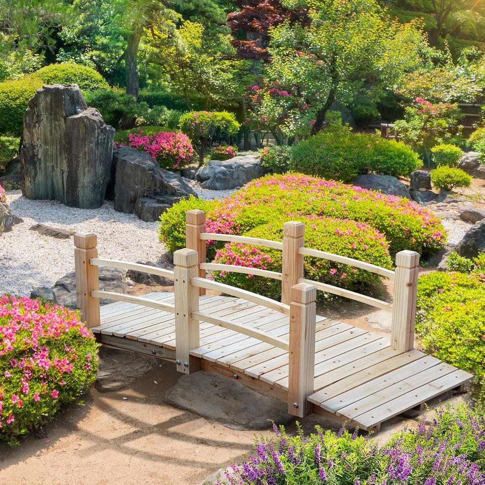Outsunny Fir Wood Garden Bridge Arc Walkway 60" x 26.5" x 19" ...
