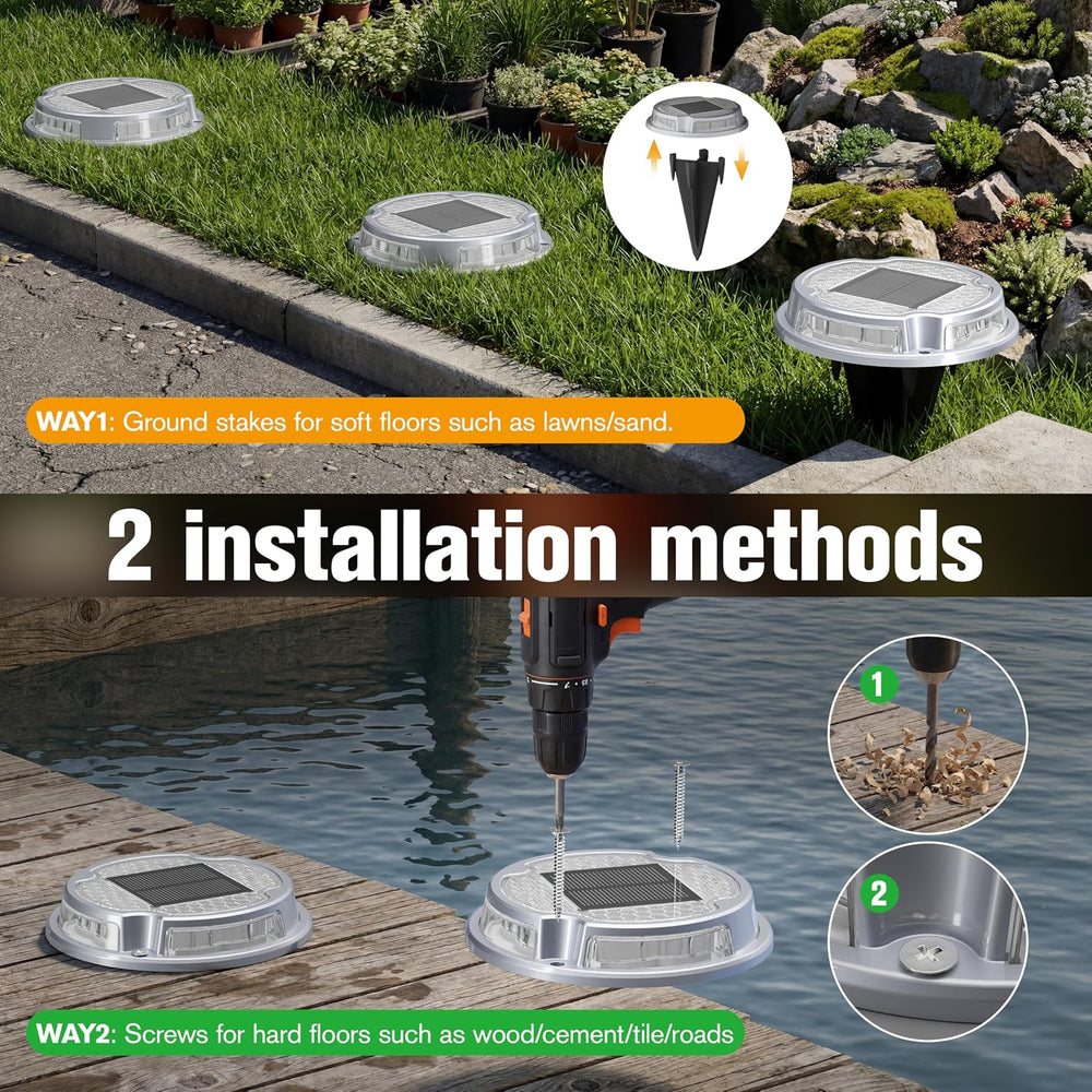 VOLISUN Solar Driveway Deck Dock Marine Lights 2 Colors Modes,16 Pack