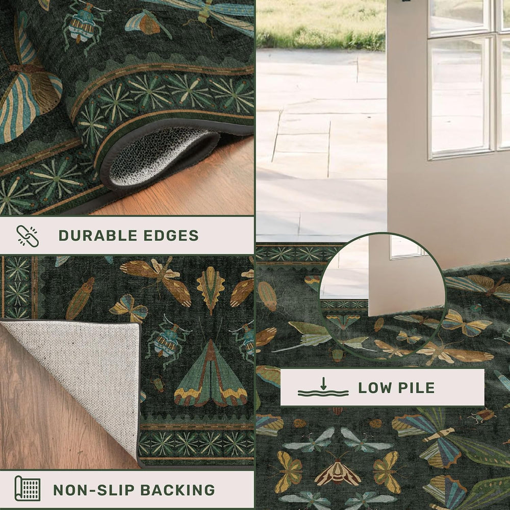 Hazo Haus Washable Insect 2x6 Runner Rug for Hallway- Stain Resistant Kitchen...