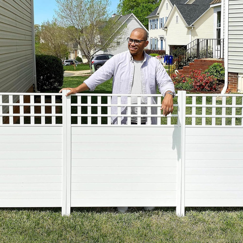 Zippity Keswick Privacy Screen and Fence, White Vinyl DIY No Dig Kit