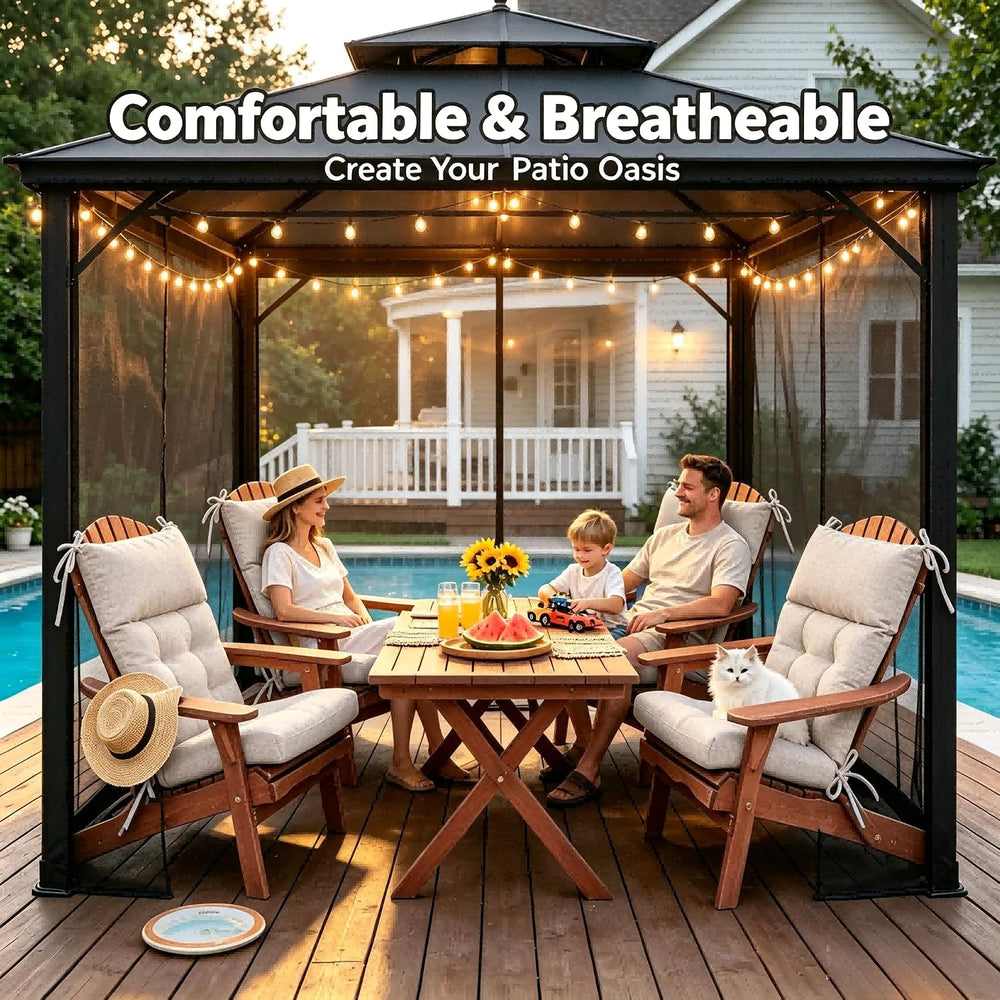 QILLOWAY Outdoor Rocking Chair Cushions Set of 2, 100% Polyester Waterproof P...