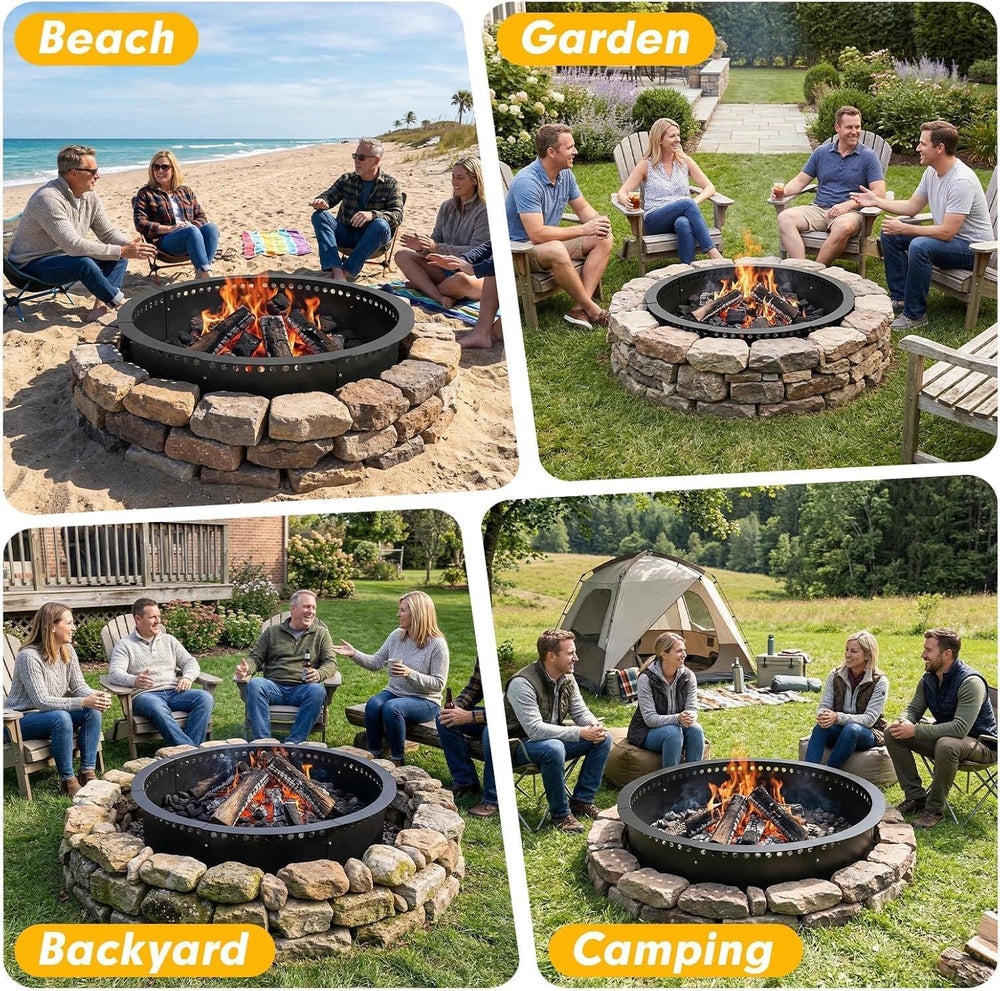Smokeless Fire Pit Ring, 32 inch Outer/28 inch Inner Outside Fire Pit, Heavy ...