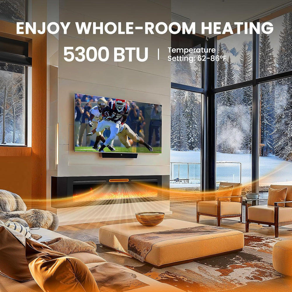 Silonn 60″Smart Electric Fireplace Heater with App & Remote Control, 4777...