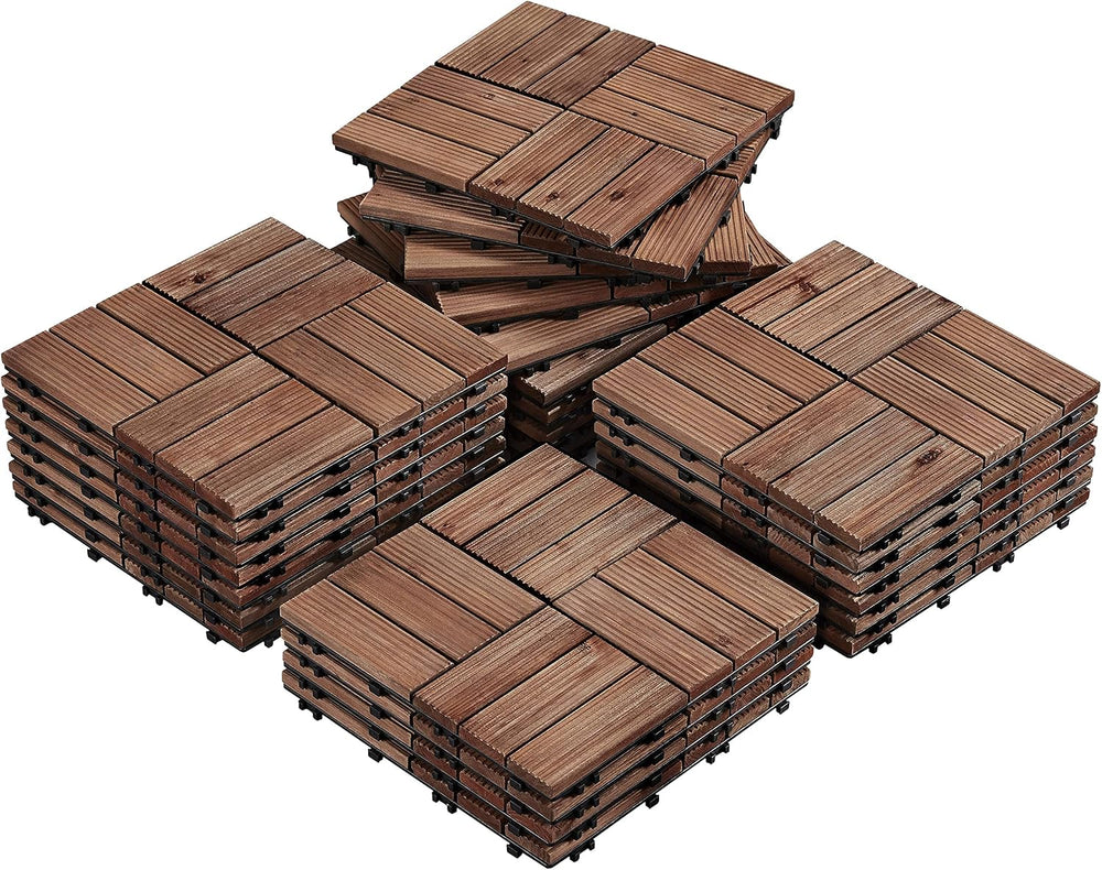 Yaheetech 27PCS 12x12in Interlocking Deck Tiles Outdoor Patio,Brown