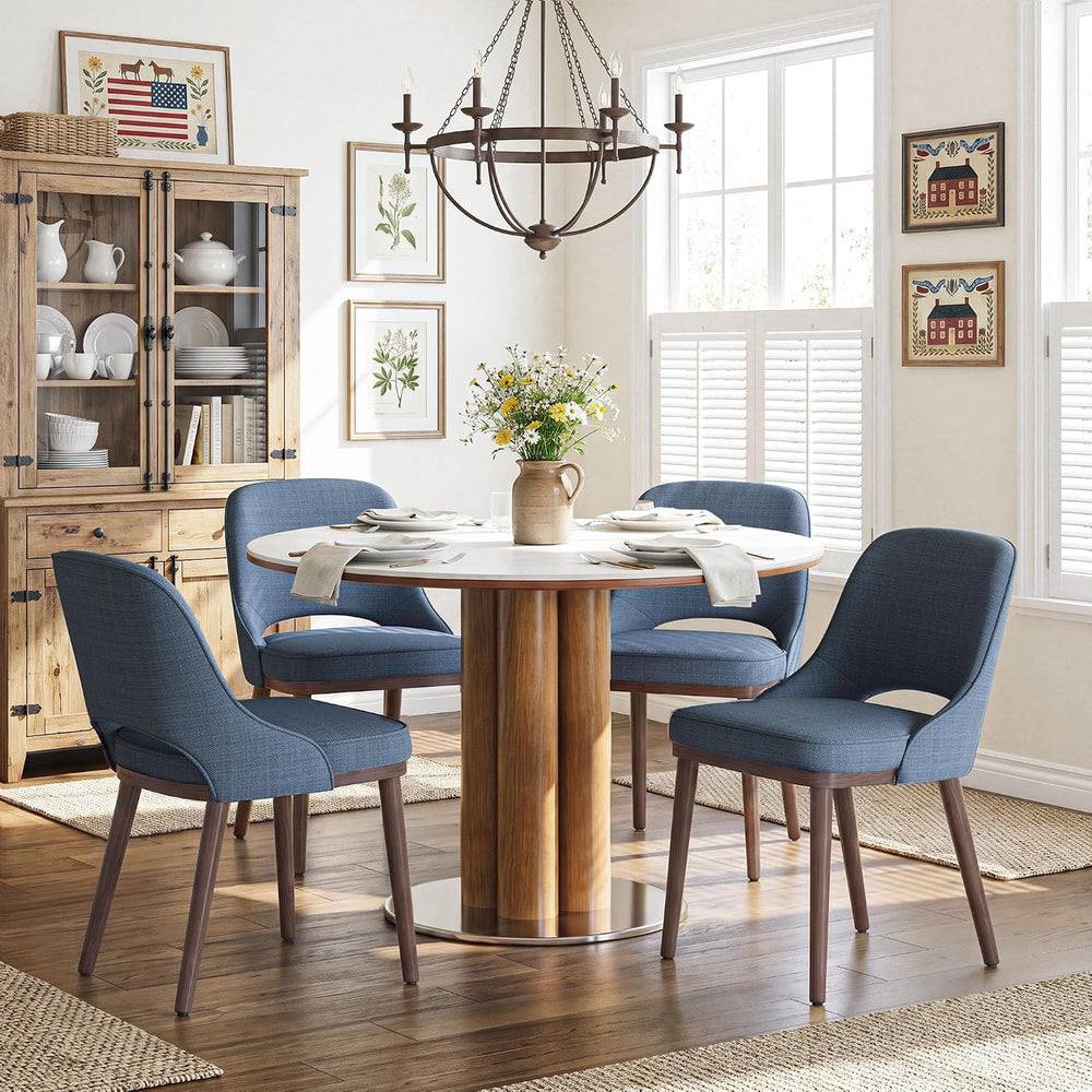 MALOL Wooden Dining Chairs Set of 4, Modern Fabric Upholstered Dining Room Ch...