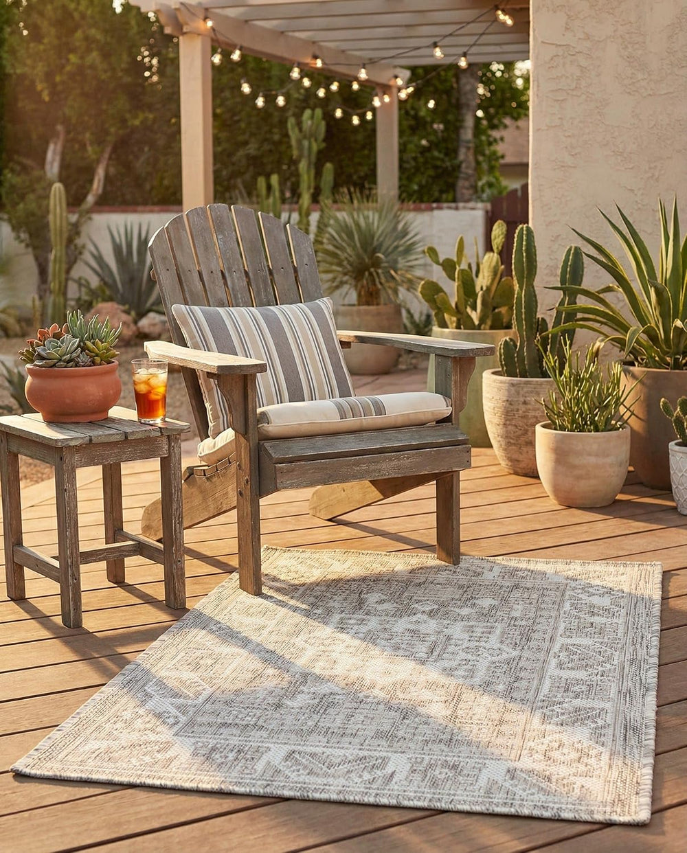 Rugs.com - Outdoor Aztec Rug – 2' x 3' 1 Light Gray Indoor/Outdoor Ru...
