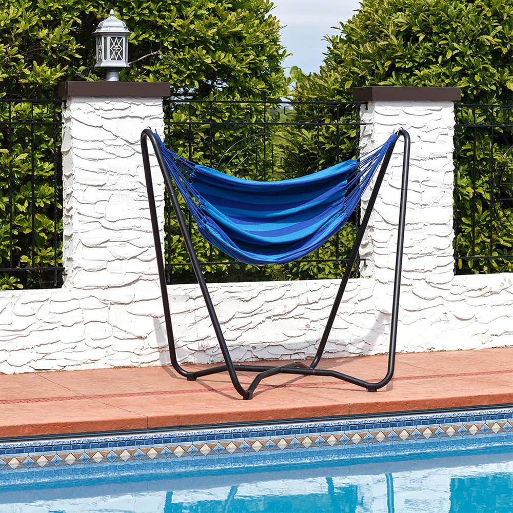 Sunnydaze Hanging Hammock Chair with Stand, Beach Oasis
