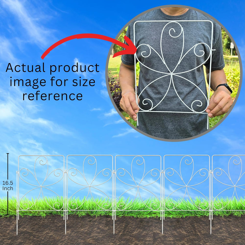 ShopLaLa Garden Fence (10 Panels) 12.5in(L) x 16.5in(H) Rustproof White Metal...