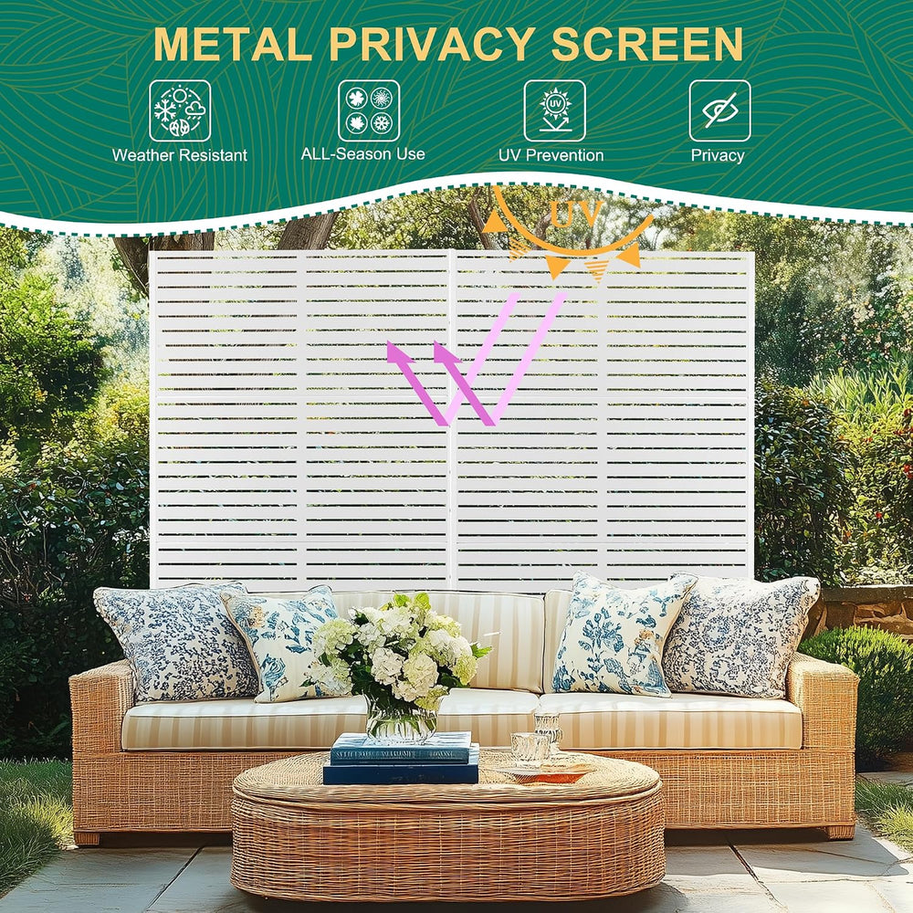 72" H×47" W Metal Outdoor Privacy Screen Freestanding, Panels for P...