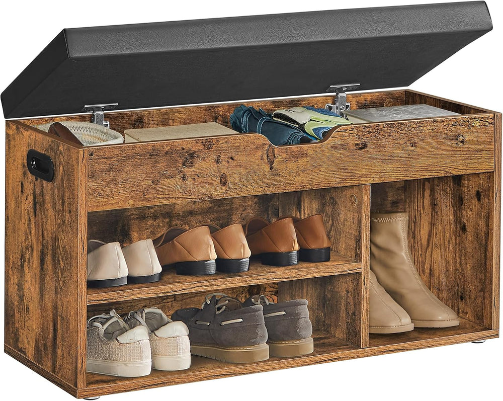 VASAGLE Storage Bench with Cushion, Shoe Bench,11.8 x 31.5 x 17.3 Inches