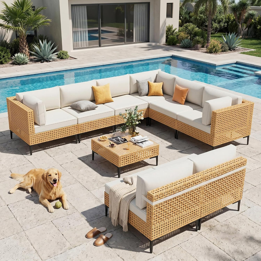 Patio Furniture Set 9 Piece Large Modular Outdoor Sectional Free Combination ...