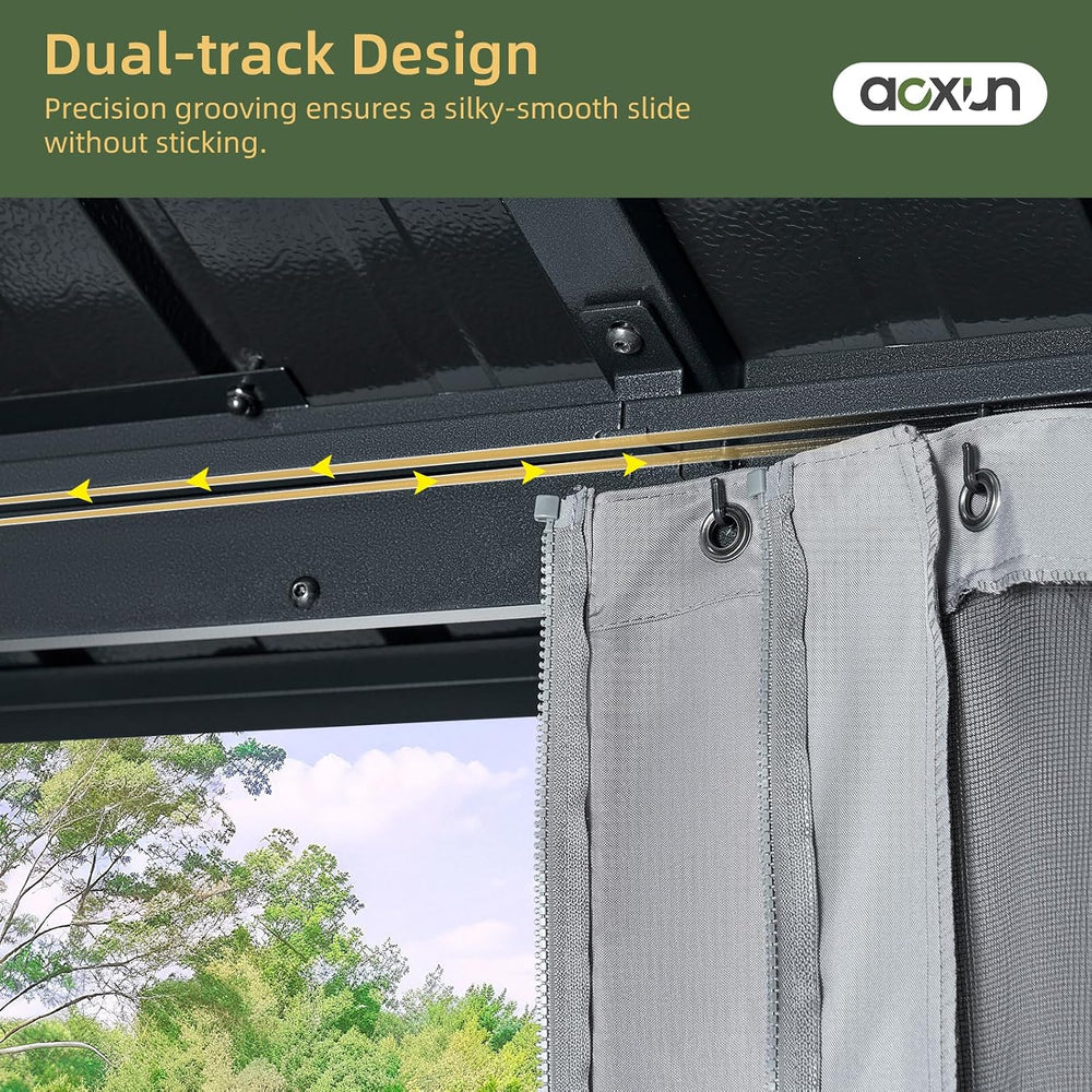 Aoxun 12’x20’ Hardtop Gazebo with Galvanized Steel Double Roof Gray