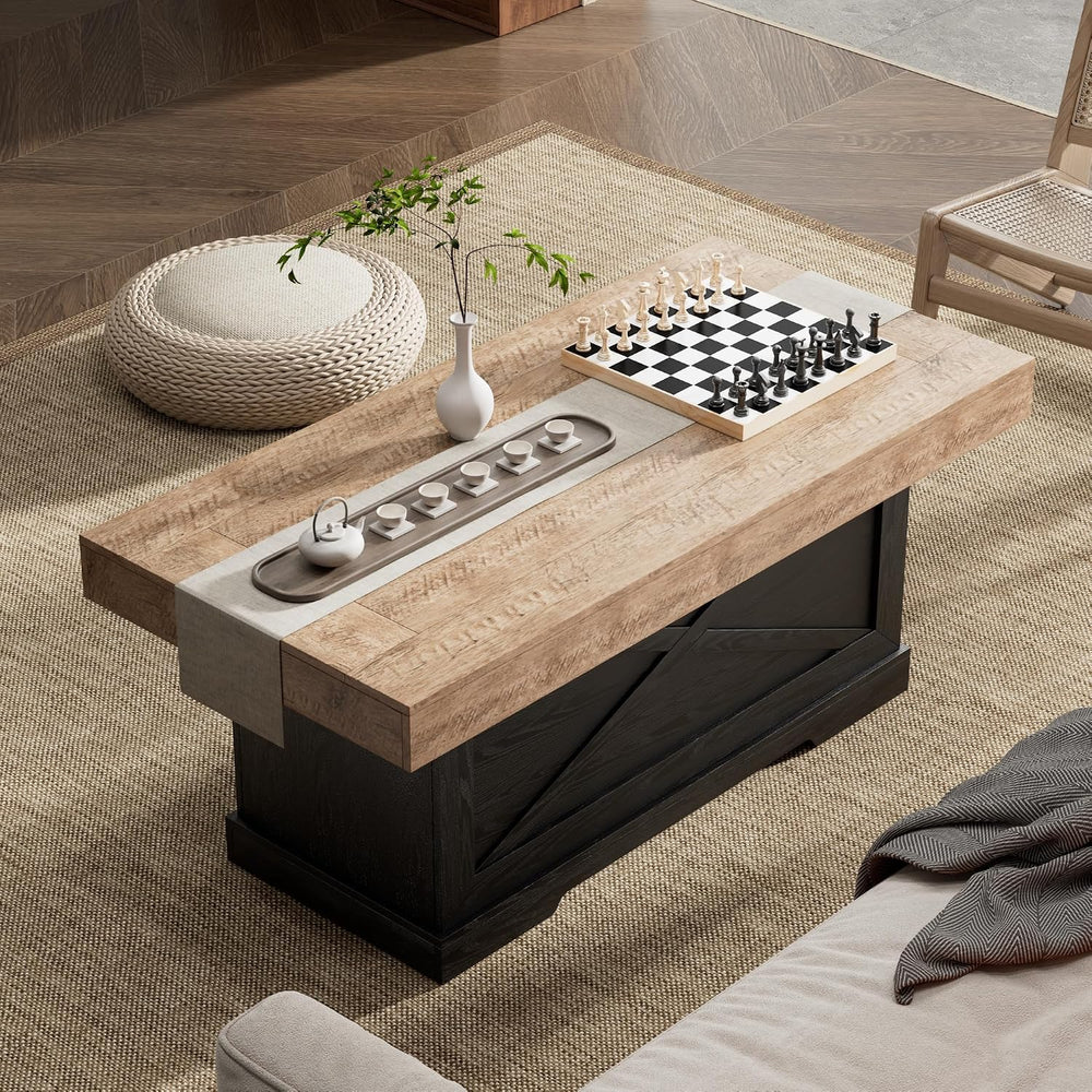 Lareth 39 in Rustic Coffee Table for Living Room with X-Design, Rectangle