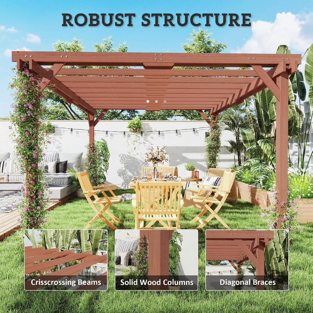 Outsunny 11' x 12.5' Outdoor Pergola, Wood Pergola Gazebo Grape Trellis
