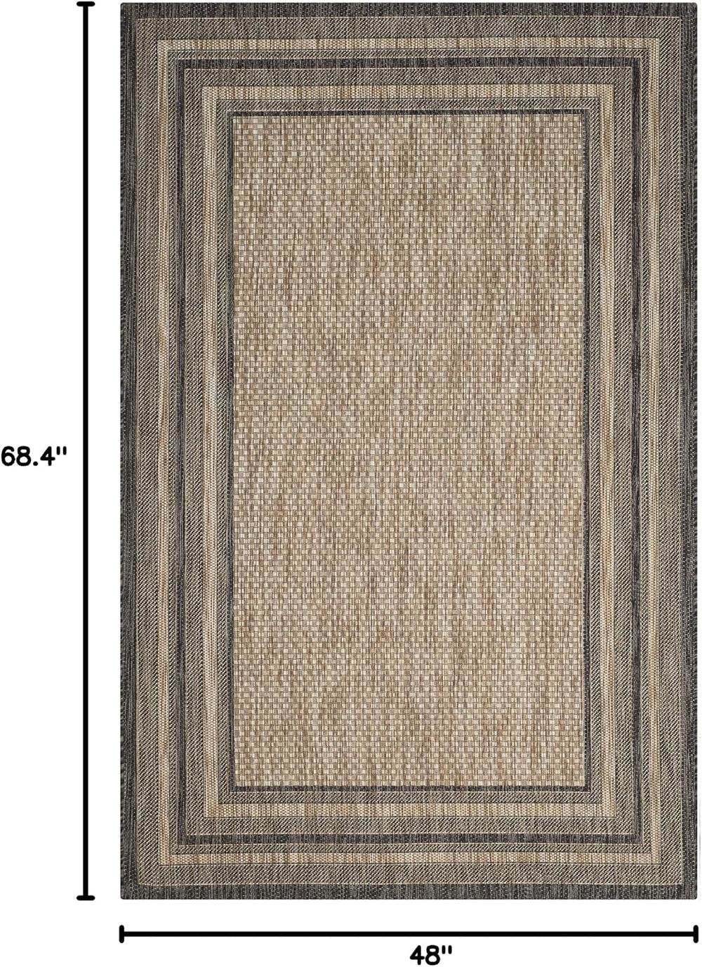 SAFAVIEH Courtyard Collection 4' x 5'7" Natural / Black CY8475 I...