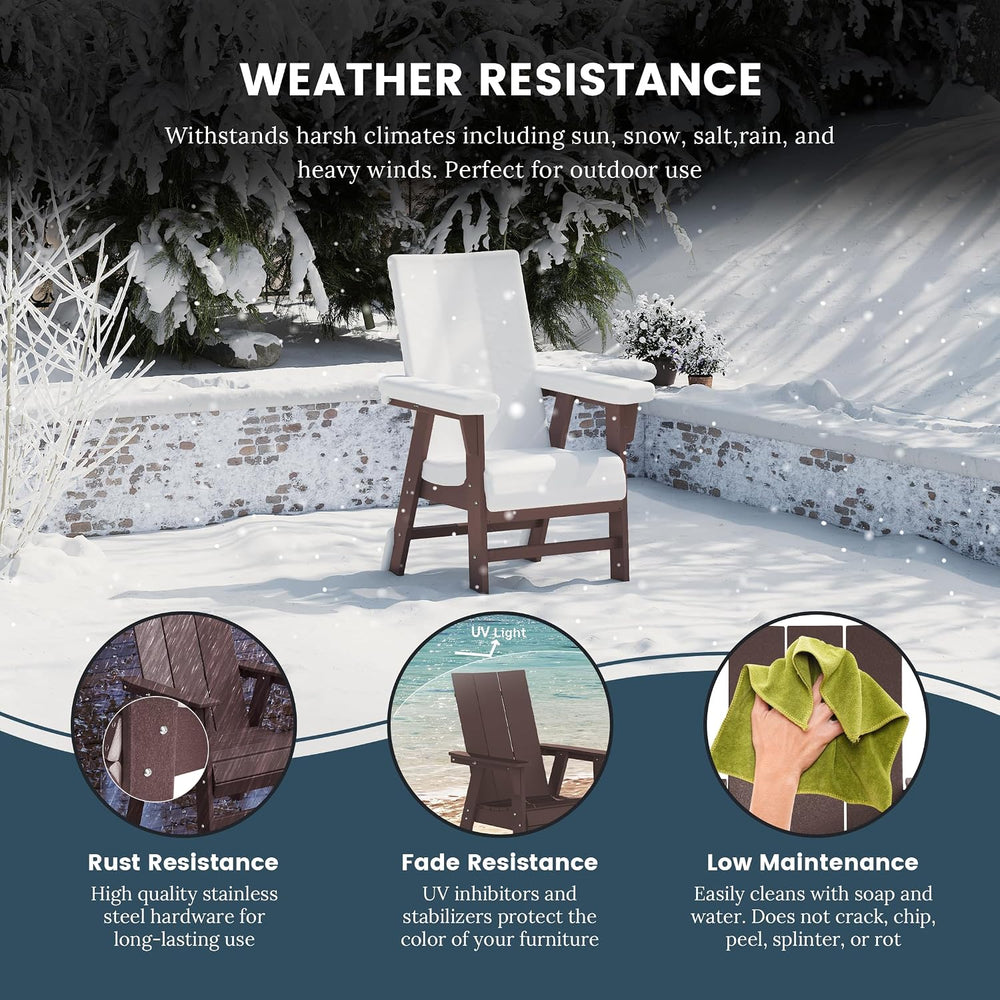 WO Home Furniture HDPE Adirondack Dining Chair, Dark Brown