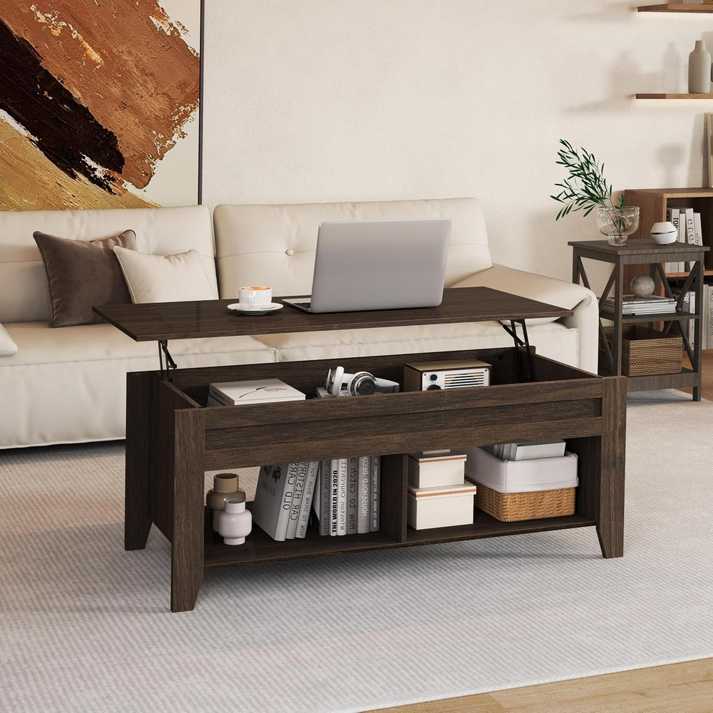 Yaheetech 39.5" Lift Top Coffee Table with Storage Shelf, Espresso