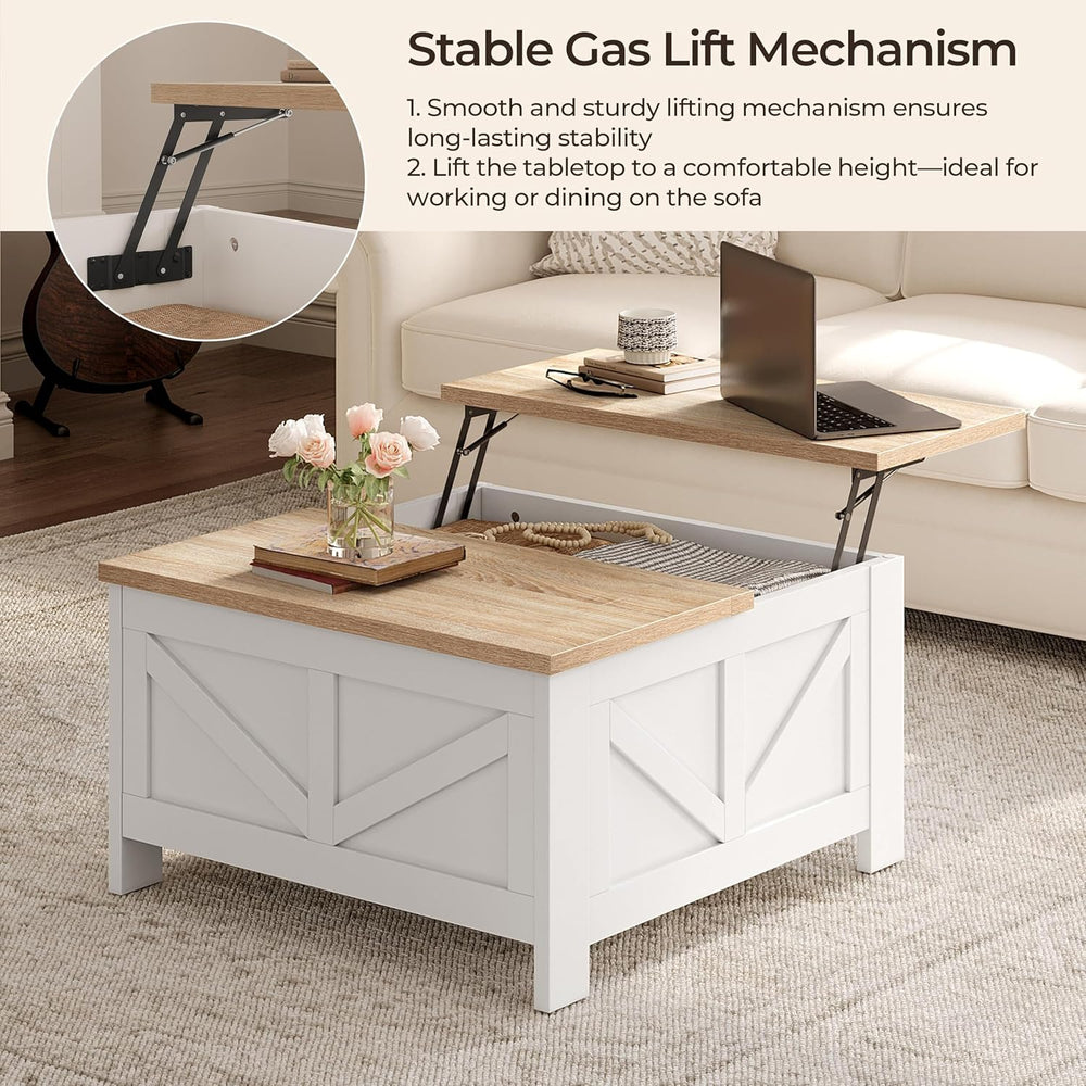 Yaheetech 31.5" Square Lift Top Coffee Table with Storage, White&Lig...