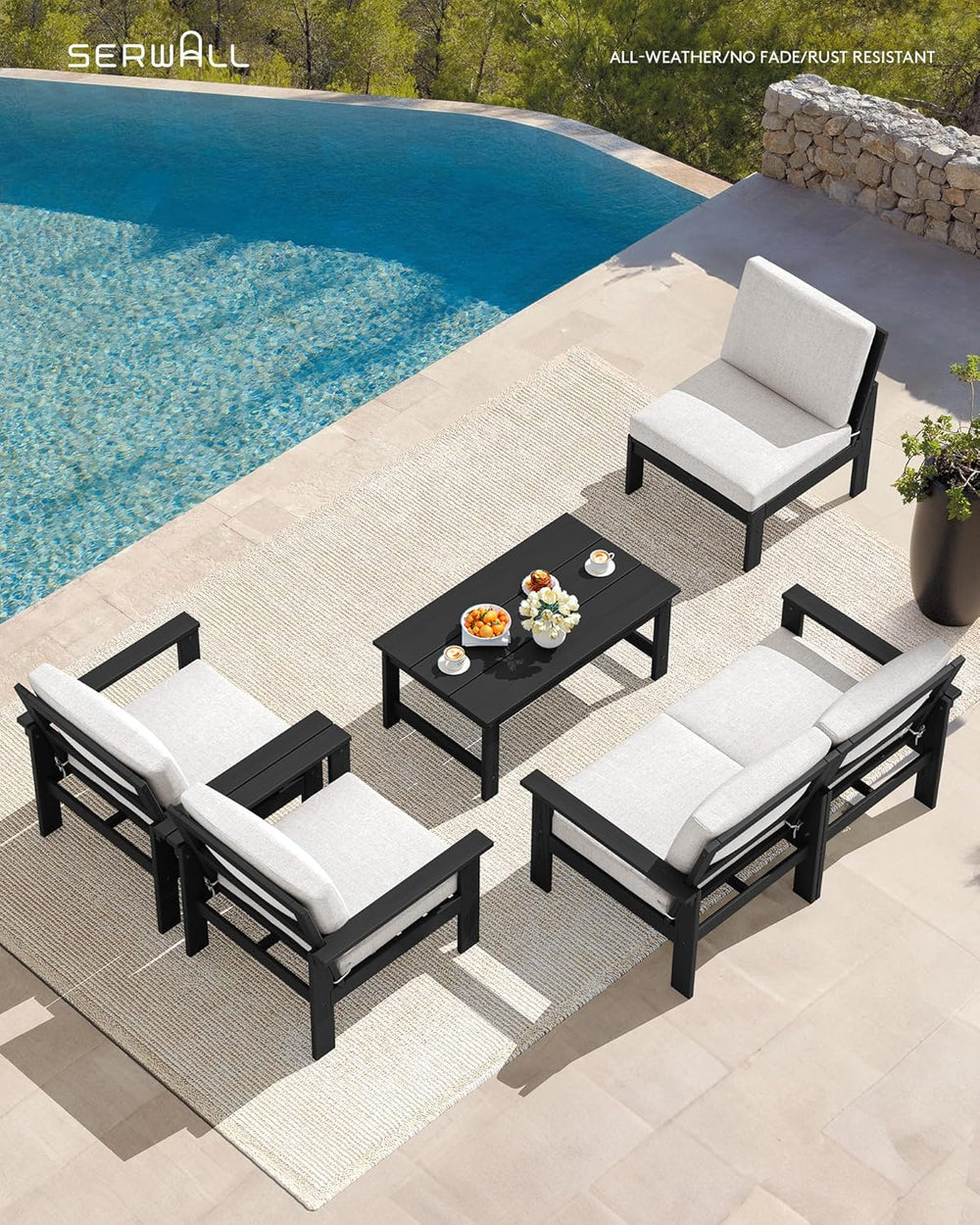 SERWALL HDPE Outdoor Patio Furniture Set Outdoor Couch