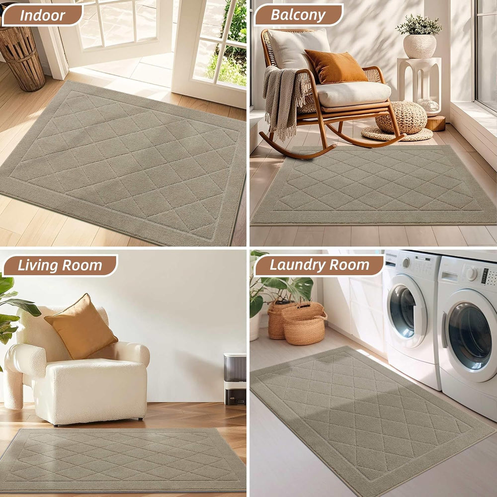 BEQHAUSE Dirt Trapper Door Mat 32" x 48", Doormat Non-Slip, Beige