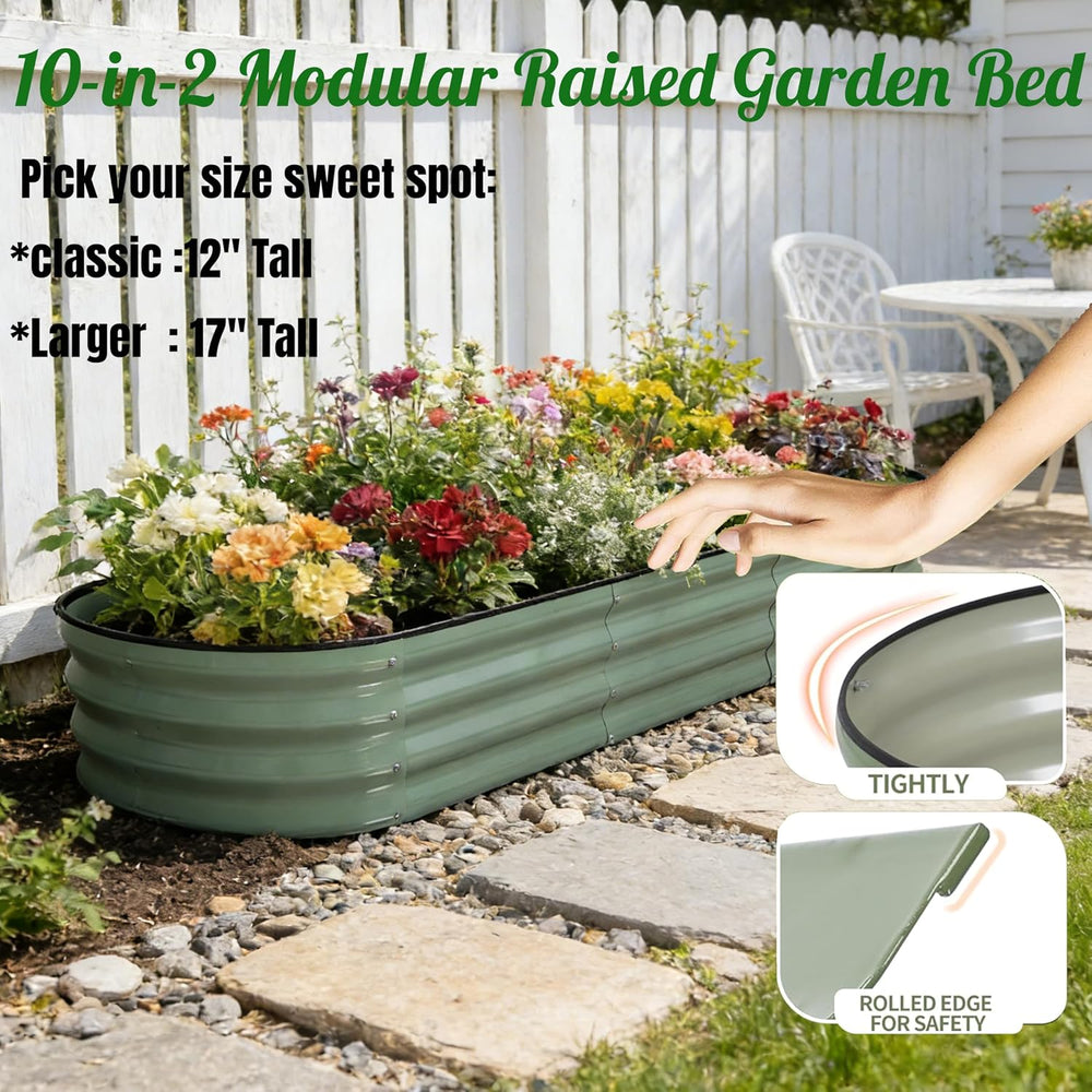 NestNature 17" Tall Galvanized Garden Bed,10-in-2 Modular Raised Garden Bed