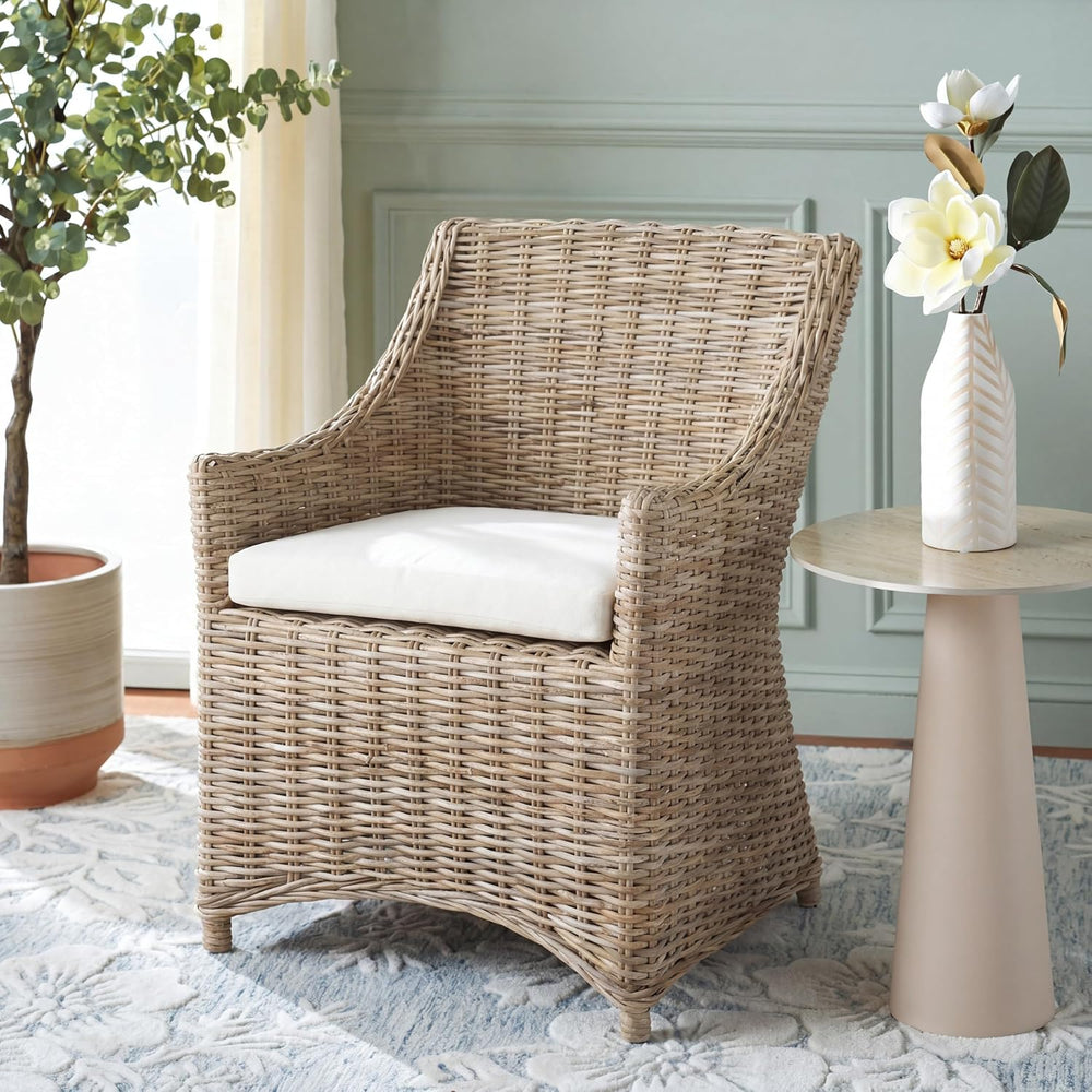 Safavieh Home Collection Ventura Brown and White Washed Arm Chair