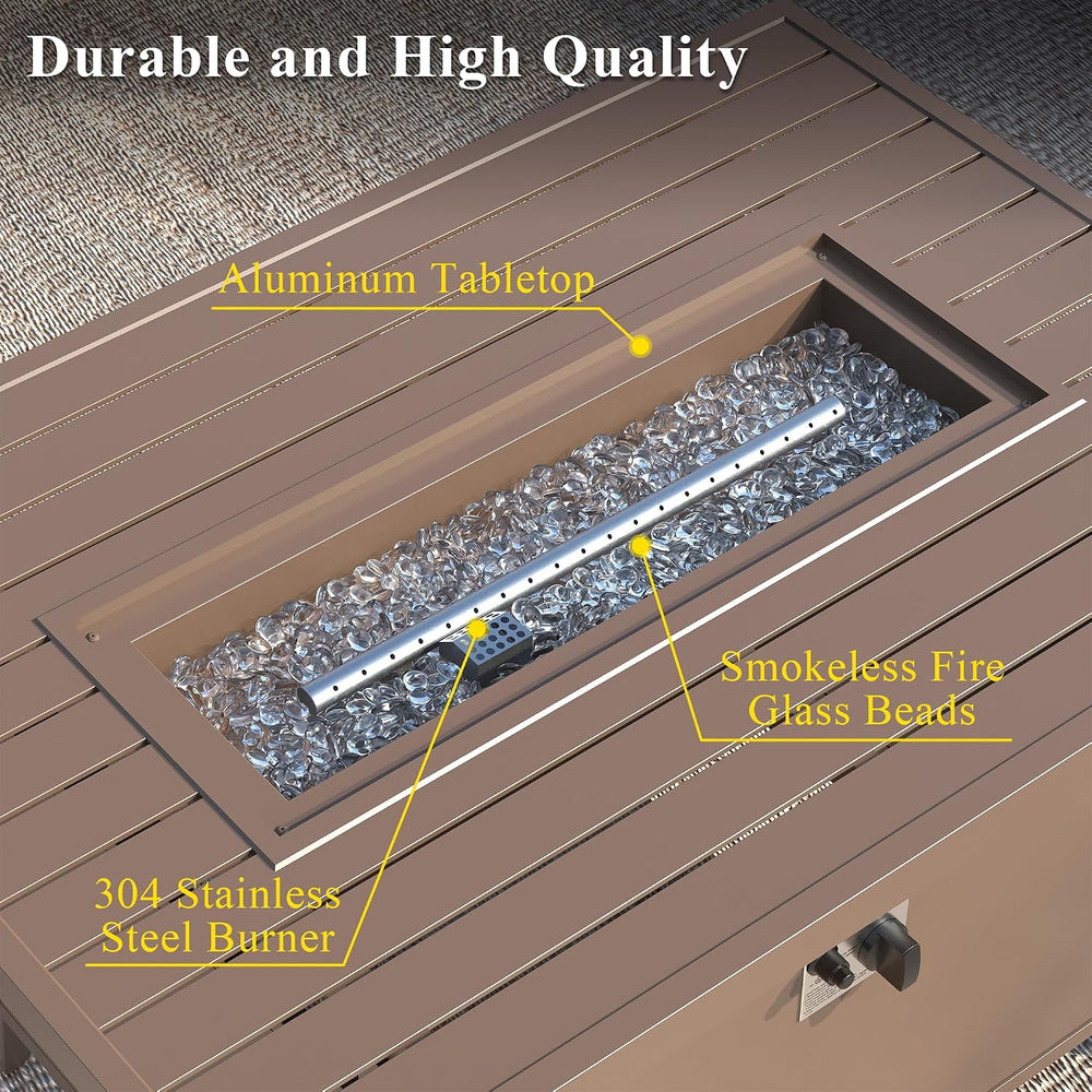 43" Propane Fire Pit Table, 55,000 BTU Outdoor Gas Fire Table with Lid, ...