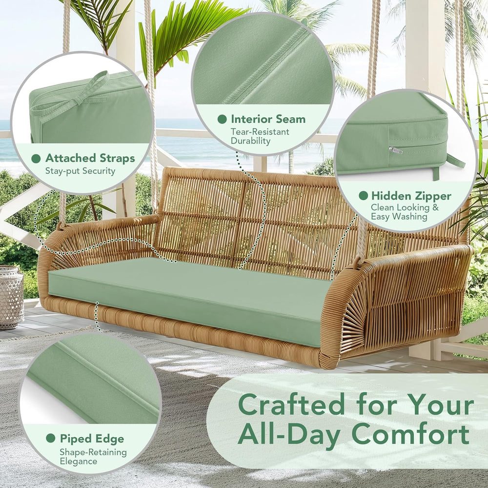 Summsun Outdoor Bench Cushion Pad, 48 x 18 x 3 Inch, Sage Green