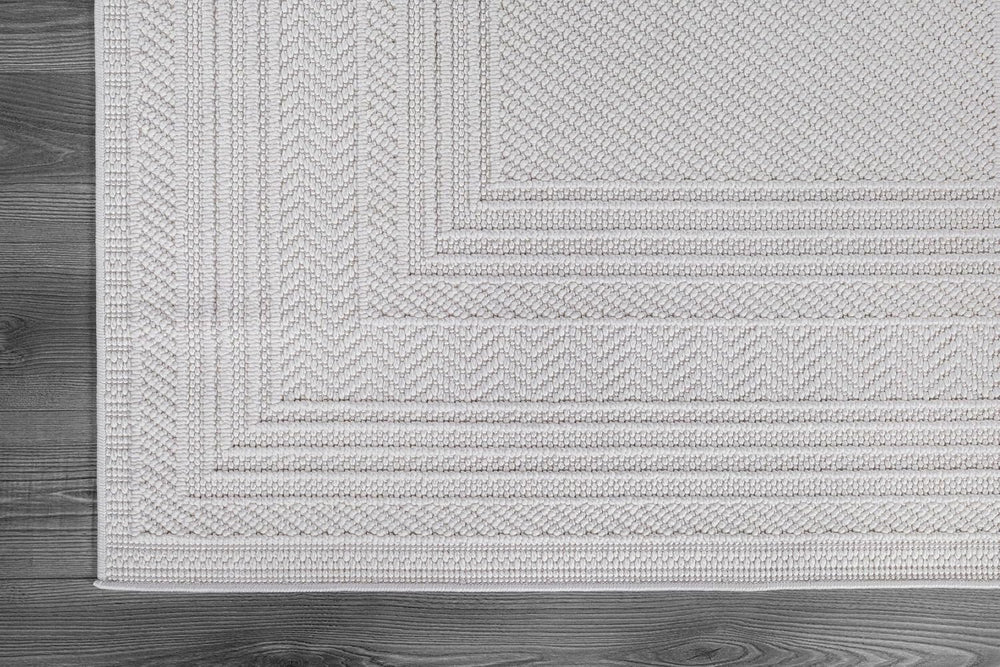 Luul Home Micro Loop Indoor Rug White 5x7 Boho Geometric Neutral Area Rugs fo...