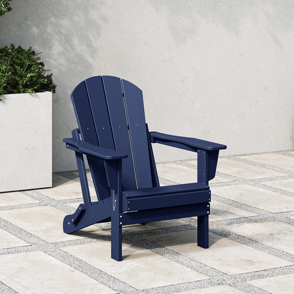 WestinTrends Malibu Outdoor Patio HDPE Folding Adirondack Chair, Navy Blue