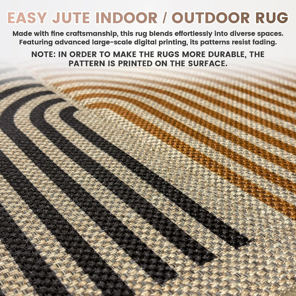 Washable 8x10 Rainbow Modern Woven Indoor Outdoor Area Rug for Living Room