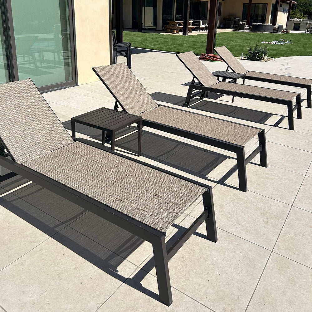 PURPLE LEAF Outdoor Chaise Lounge Chair Set of 2 Bronze Aluminum Light Tan