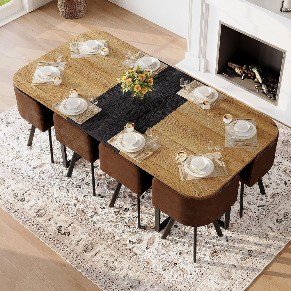 dining room table set for 8, 9-Piece Farmhouse Kitchen & Living Room Set,...