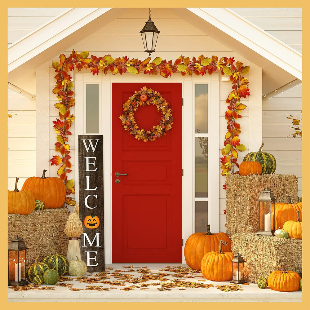 Extra Large 5FT Premium Wooden Interchangeable Welcome Sign for Front Door Po...