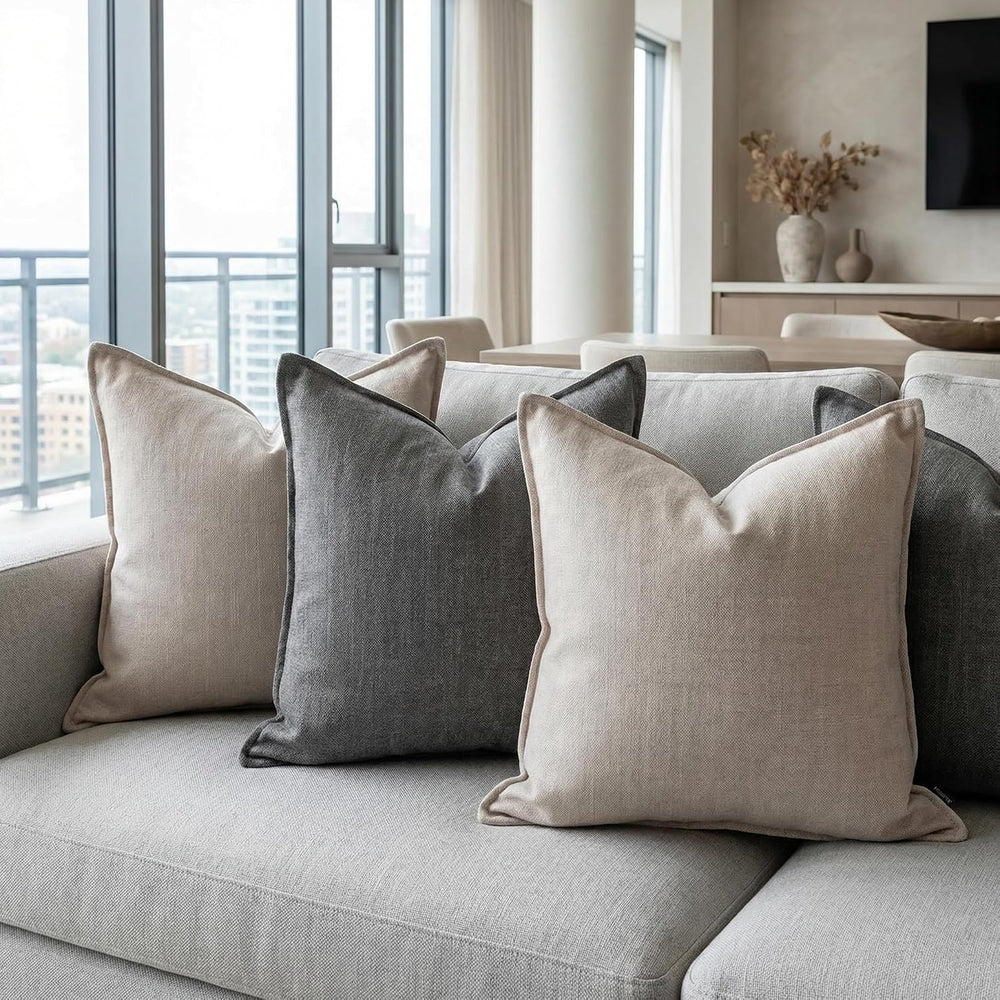 18x18 Inches Throw Pillow Covers Set of 4 Soft Textured Chenille Decorative C...
