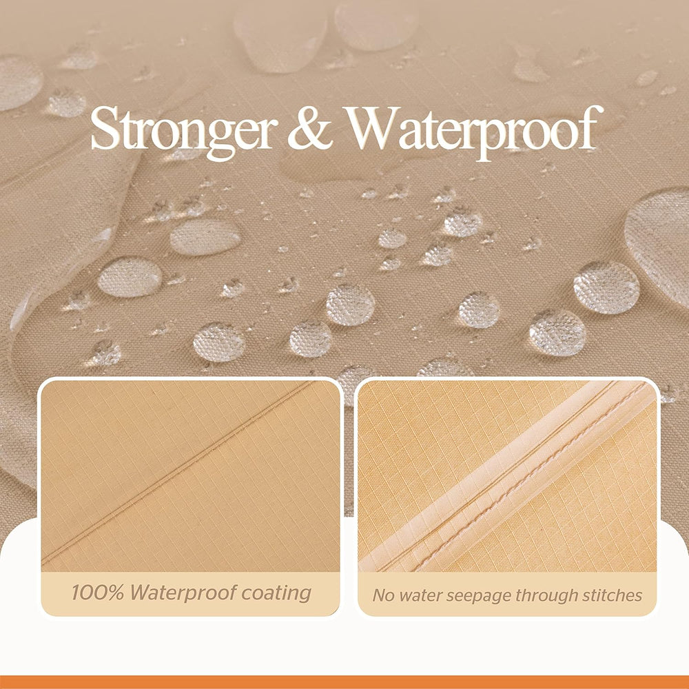 WJ-X3 Round Patio Furniture Cover Waterproof, 96" D x 31" H, Beige ...